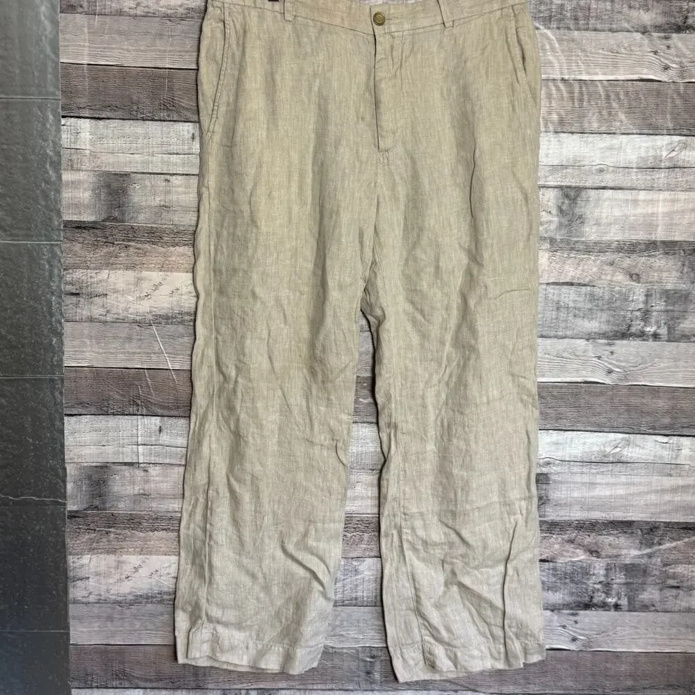 Banana Republic Linen Pants Mens 36x30 Khaki Lightweight Preppy Straight